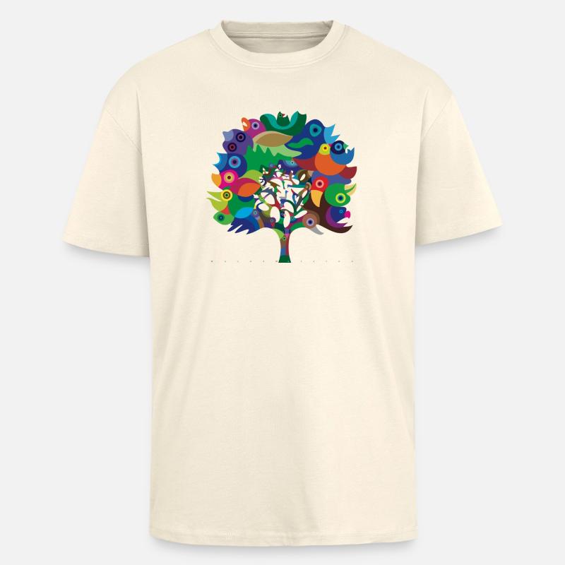 Overbirded Tree - Oversized Heavyweight Unisex T-Shirt - Creme