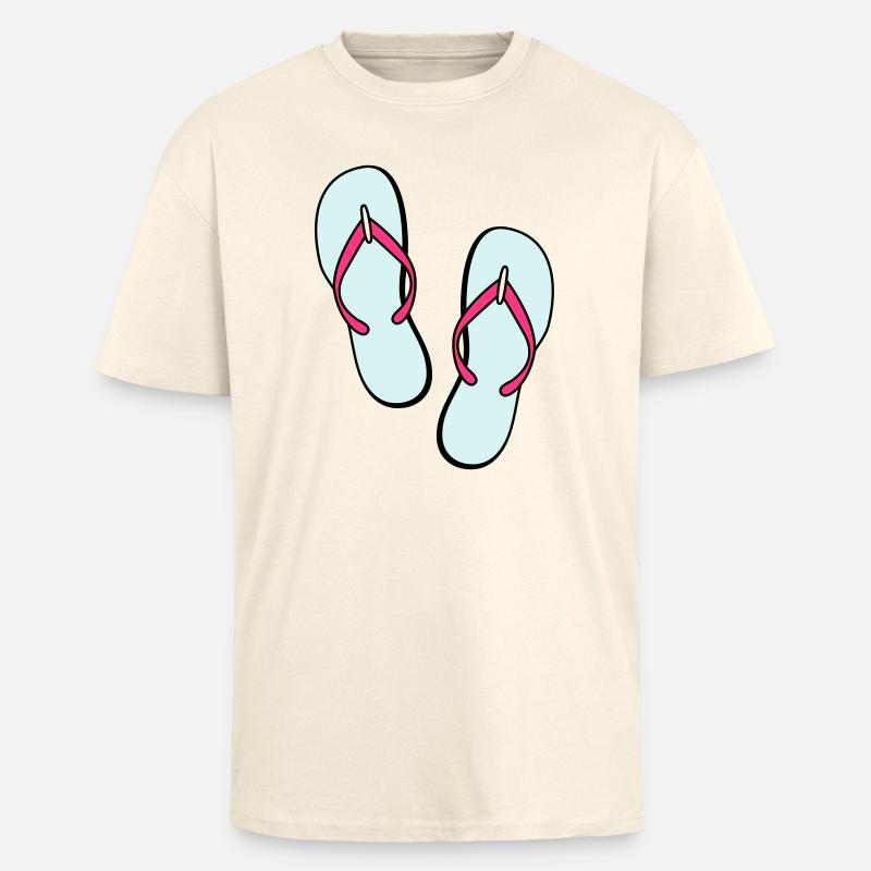 flip flops sommer beach strand party - Oversized Heavyweight Unisex T-Shirt - Creme