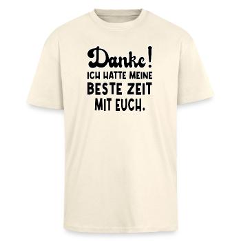 ABSCHIED TEAM - Oversized Heavyweight Unisex T-Shirt - Creme - Vorne - Alina (178cm) & Michal (187cm)