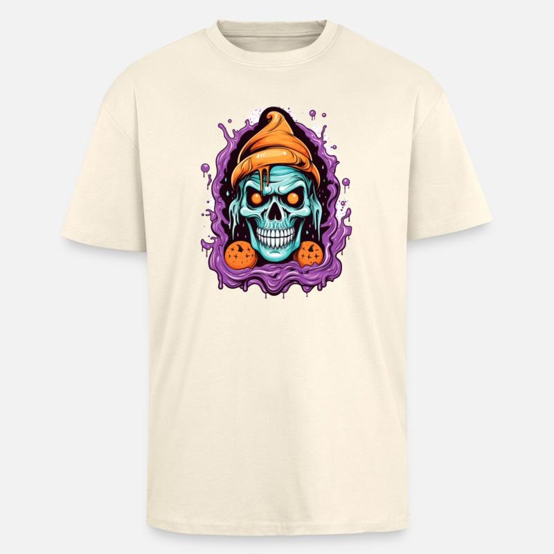 Graffiti Skull mit Halloween-Elementen - Oversized Heavyweight Unisex T-Shirt - Creme