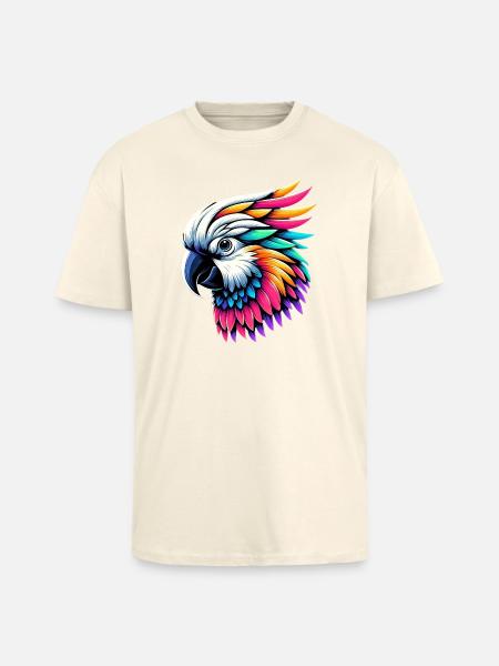 Cockatoo parrot with crest - Unisex Oversized Heavyweight T-shirt - creme