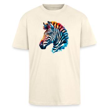 Zebra - Oversized Heavyweight Unisex T-Shirt - Creme - Vorne - Alina (178cm) & Michal (187cm)