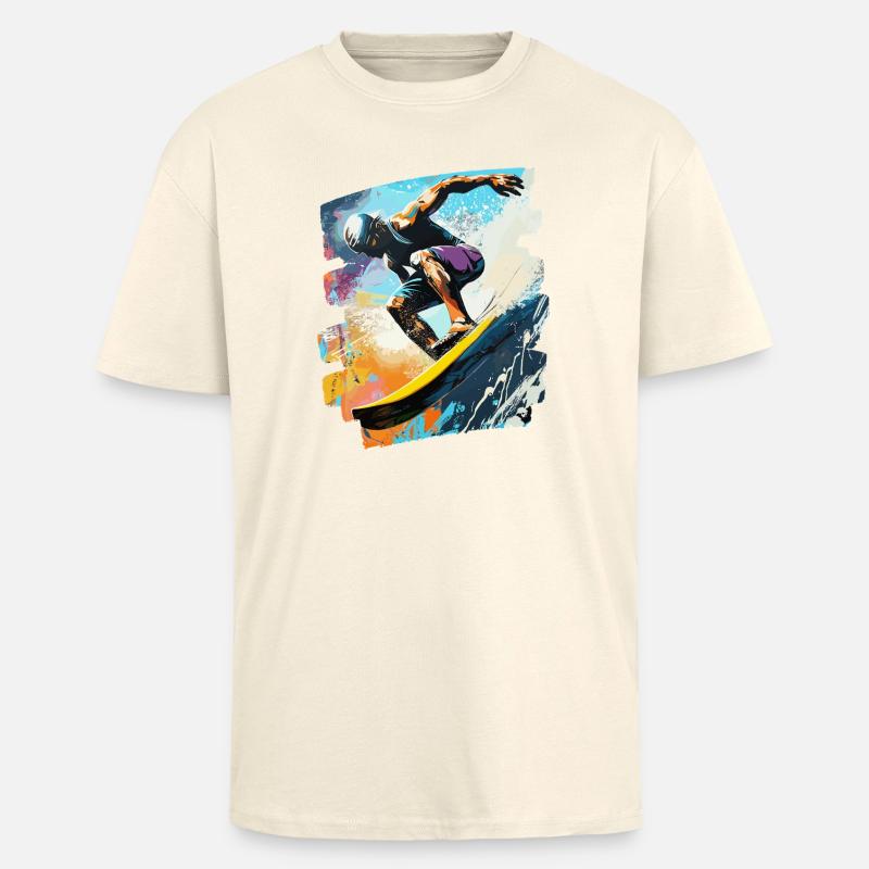 Surfeur Surf Planche de surf Surf - T-shirt unisexe oversize épais - crème