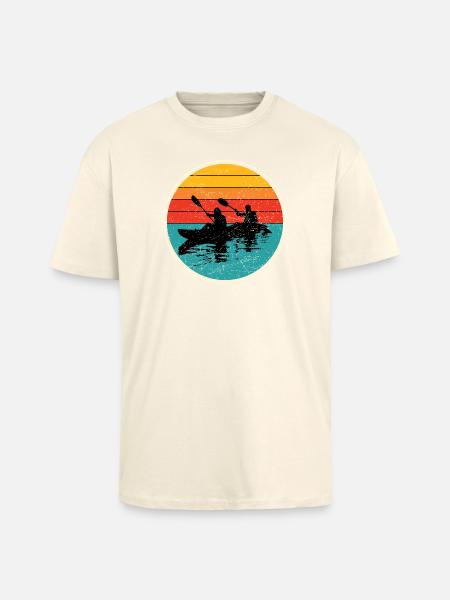 Sunset Kayak Duo Circle - Unisex Oversized Heavyweight T-shirt - creme