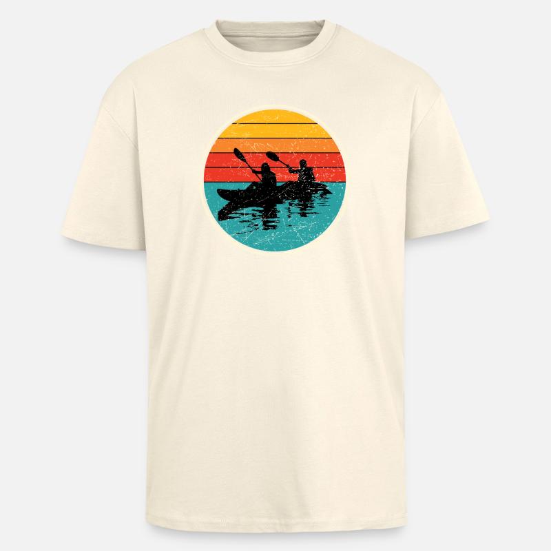 Sunset Kayak Duo Circle - Unisex Oversized Heavyweight T-shirt - creme
