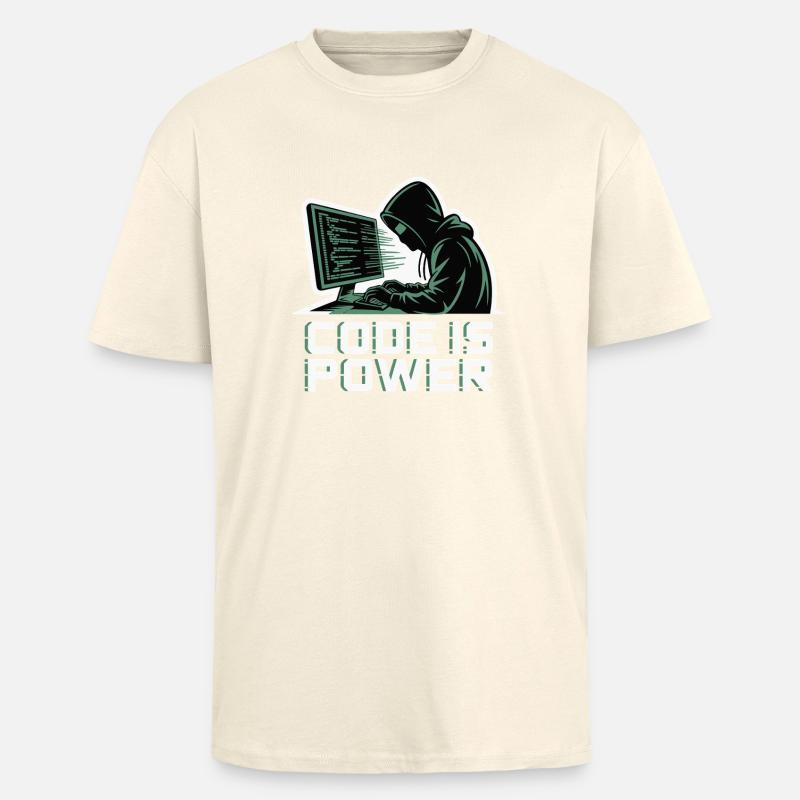 Cyber Hacker Code Unendliches Design - Oversized Heavyweight Unisex T-Shirt - Creme
