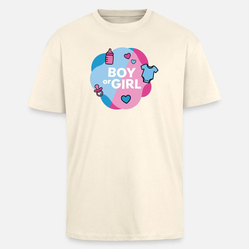 Geschlecht enthüllen Junge oder Mädchen - Oversized Heavyweight Unisex T-Shirt - Creme
