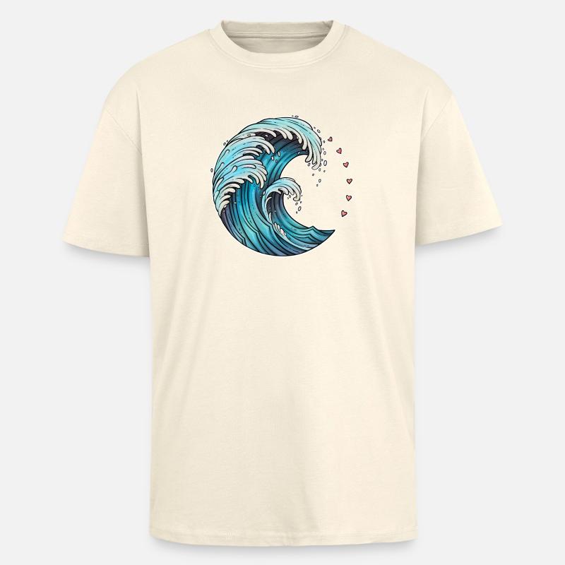 Dynamic Wave Art Illustration - Unisex Oversized Heavyweight T-shirt - creme