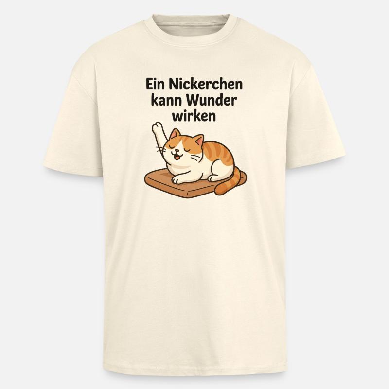 Witziges Kätzchen Nickerchen  - Oversized Heavyweight Unisex T-Shirt - Creme