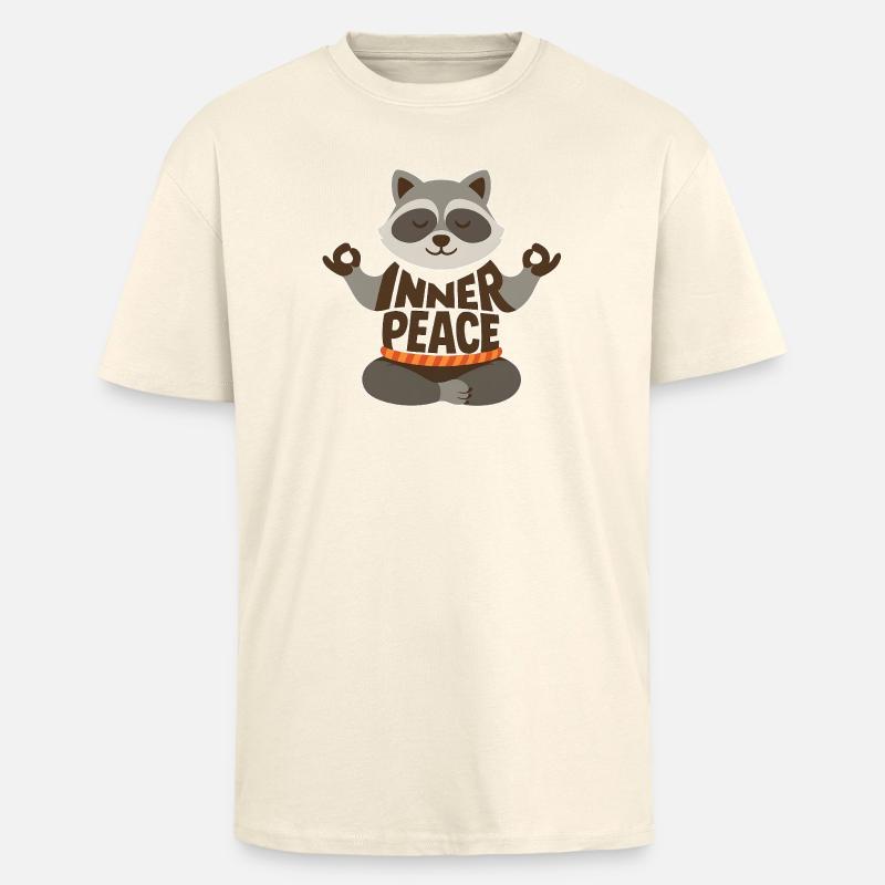 Meditierender Waschbär mit "Inner Peace" - Oversized Heavyweight Unisex T-Shirt - Creme