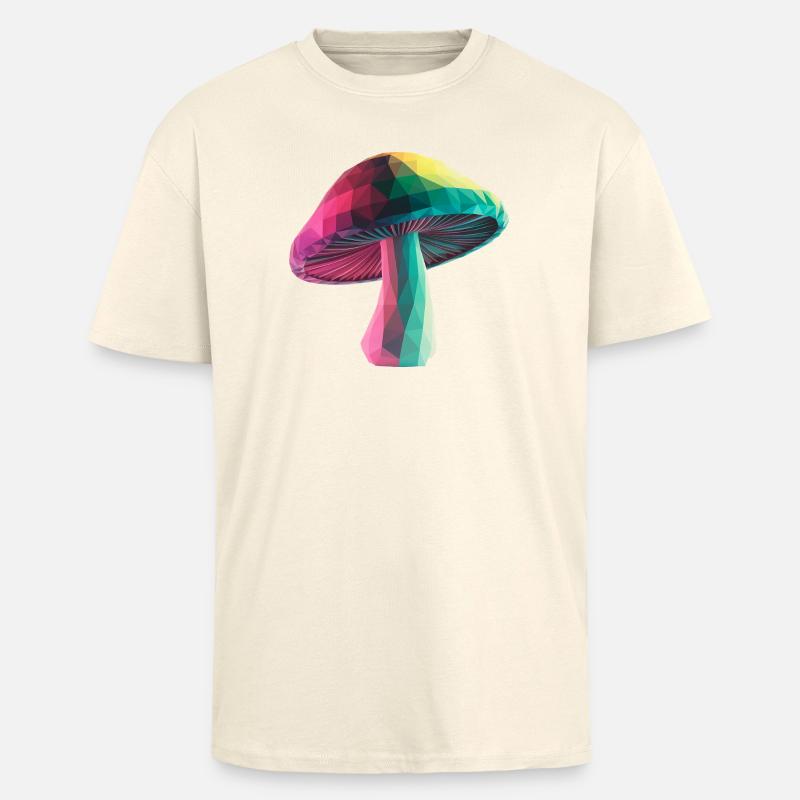 Champignon - Logo Low Poly cool - T-shirt unisexe oversize épais - crème
