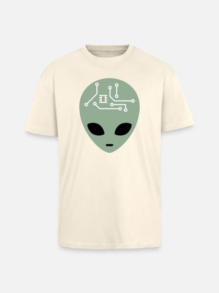 Alien Head with Circuits (three colours) - Unisex Oversized Heavyweight T-shirt - creme