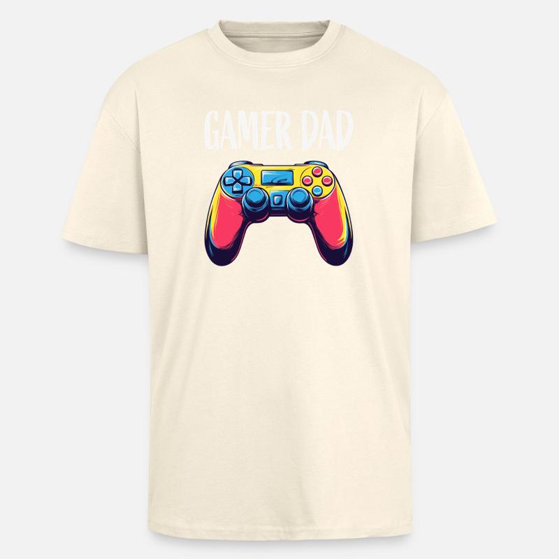 Gamer Dad Neon Controller - Oversized Heavyweight Unisex T-Shirt - Creme