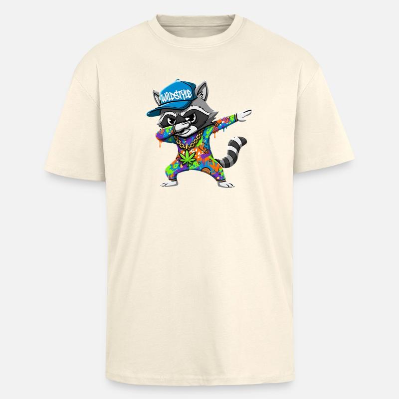 Wildstyle Dabbing Waschbär  Buntes Graffiti Design - Oversized Heavyweight Unisex T-Shirt - Creme