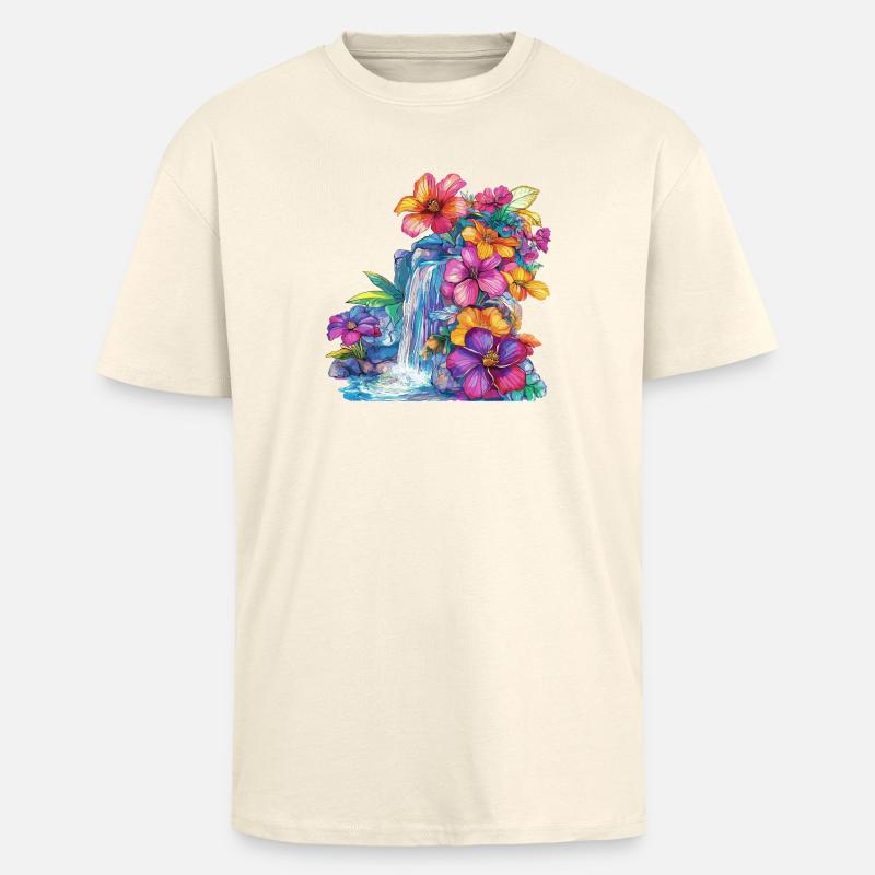 Cascade de fleurs à la cascade - T-shirt unisexe oversize épais - crème