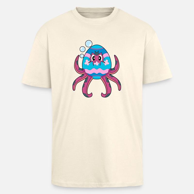 Octopus Easter Easter Egg - Unisex Oversized Heavyweight T-shirt - creme