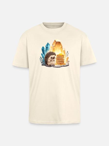 Hedgehog with pancakes in crystal cave - Unisex Oversized Heavyweight T-shirt - creme