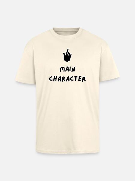 Hoofdpersonage – Gedurfd typografieontwerp - Unisex oversized T-shirt van zware kwaliteit - creme