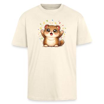 Cuddly Kitten Jubilee Party - Unisex Oversized Heavyweight T-shirt - creme - Front - Alina (178cm) & Michal (187cm)
