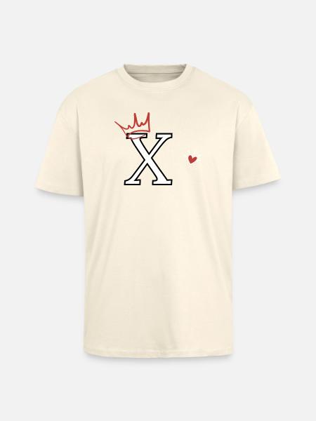 Buchstabe x Herzkrone - Oversized Heavyweight Unisex T-Shirt - Creme