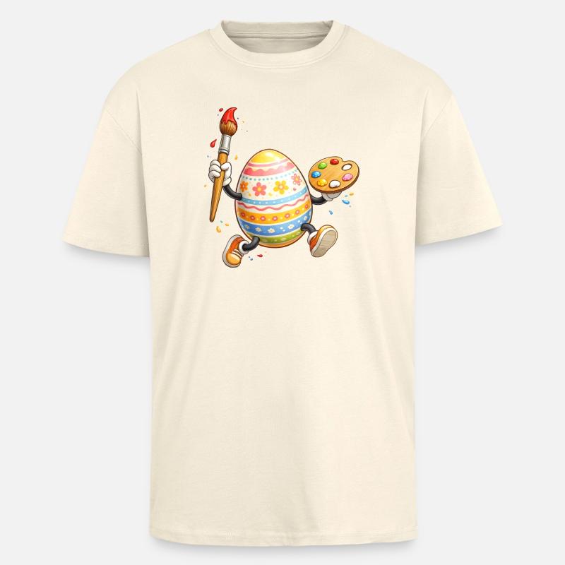 Artistic Easter Egg with Brush - Unisex Oversized Heavyweight T-shirt - creme