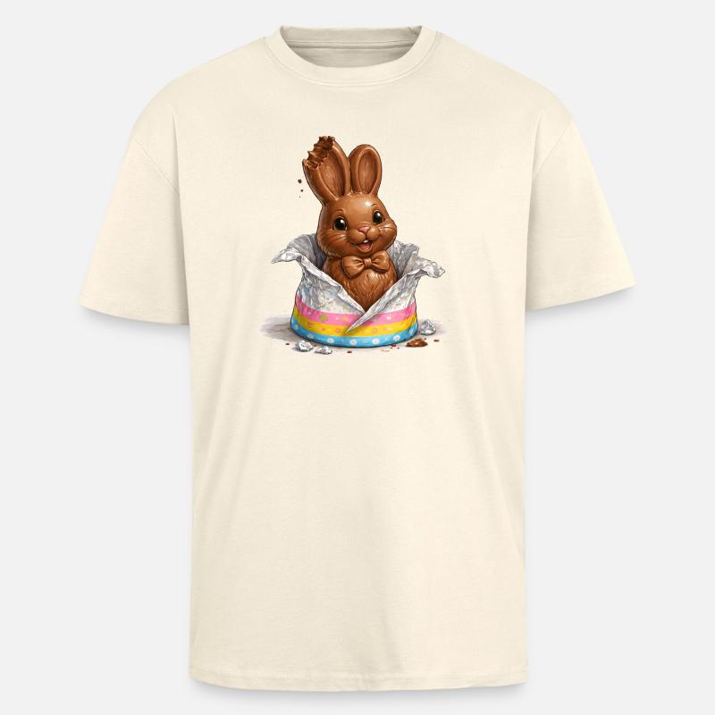 Chocolate bunny in Easter egg - Unisex Oversized Heavyweight T-shirt - creme