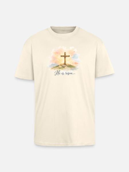 Resurrection He is Risen Easter Jesus - Unisex Oversized Heavyweight T-shirt - creme