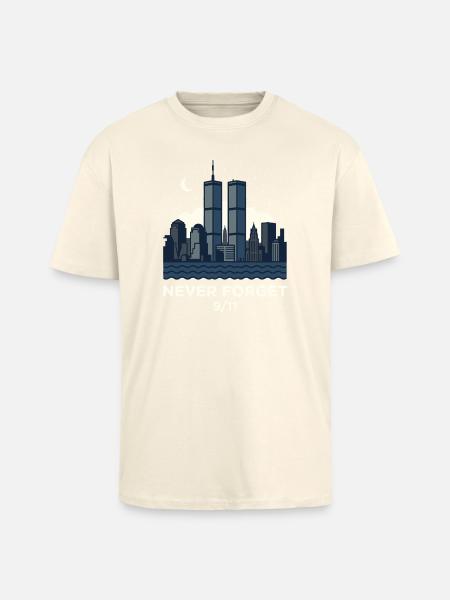 Never Forget 9/11 Skyline Night - Unisex Oversized Heavyweight T-shirt - creme