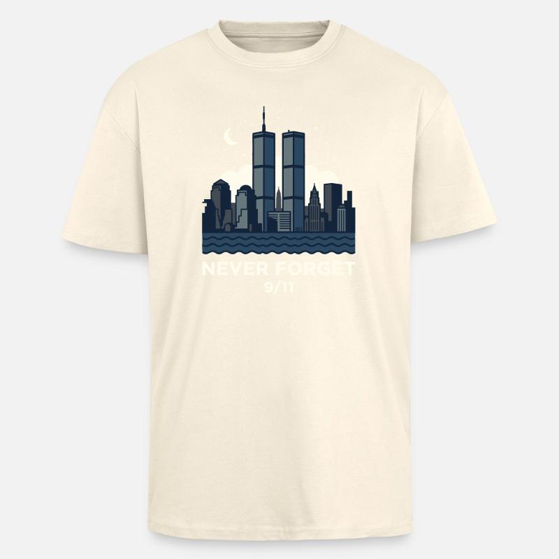 Never Forget 9/11 Skyline Night - Unisex Oversized Heavyweight T-shirt - creme