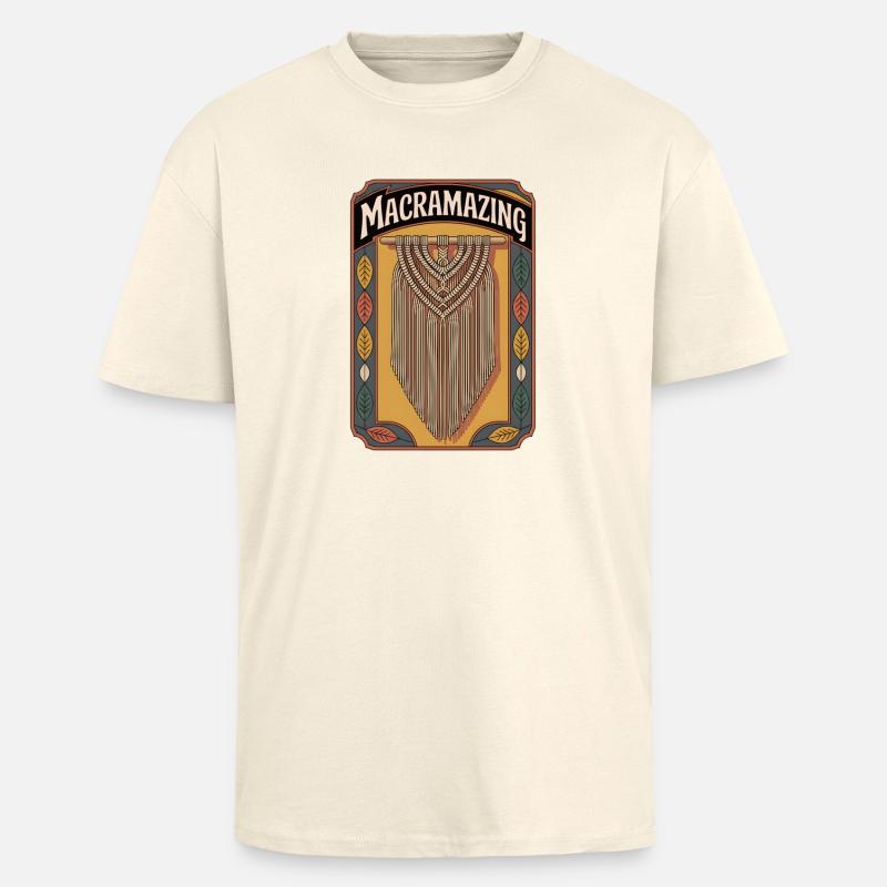 Macrame Awesome | Knot Art Boho - Unisex Oversized Heavyweight T-shirt - creme