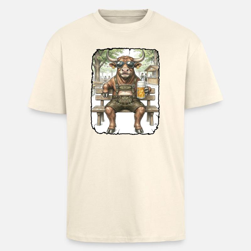 Stier Bulle Biergarten - Oversized Heavyweight Unisex T-Shirt - Creme