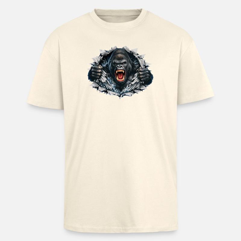 Gorilla bricht durch: Brüllende Kraft - Oversized Heavyweight Unisex T-Shirt - Creme