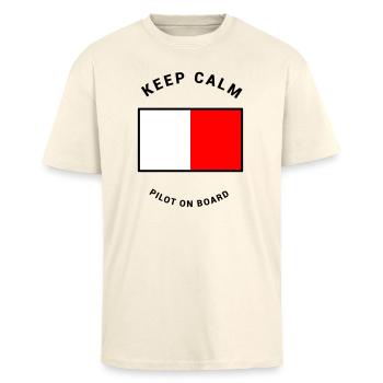 Amiral H - pilote à bord du navire pilote - T-shirt unisexe oversize épais - crème - Devant - Alina (178cm) & Michal (187cm)