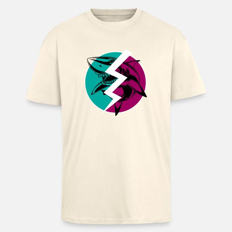 Elektrischer Split Shark - Oversized Heavyweight Unisex T-Shirt - Creme