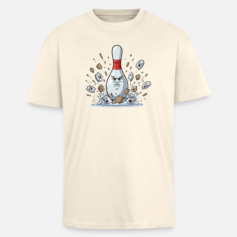 Exploding Bowling Pin Cartoon - Unisex Oversized Heavyweight T-shirt - creme