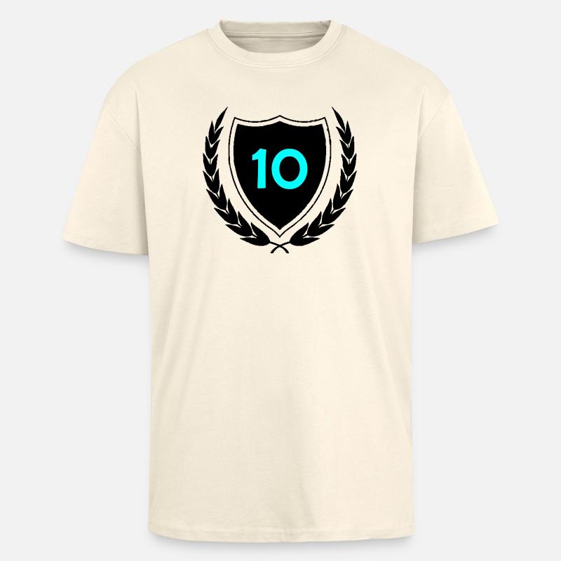 Imprimé en chiffres néon dix - T-shirt unisexe oversize épais - crème