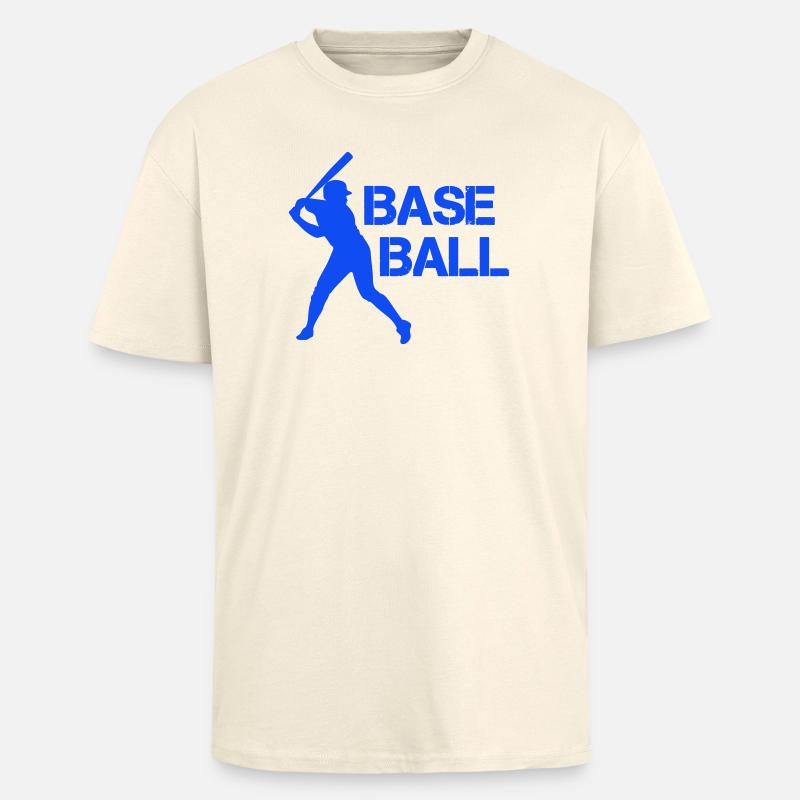 Silhouette de baseball en bleu éclat - T-shirt unisexe oversize épais - crème