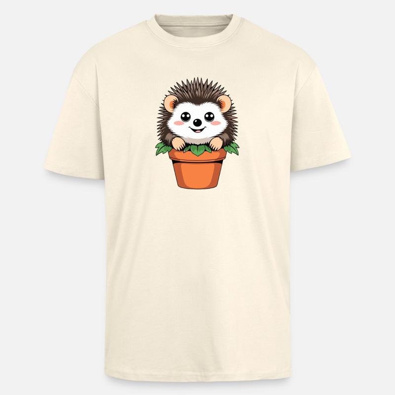 Petit hérisson de jardin en pot - T-shirt unisexe oversize épais - crème