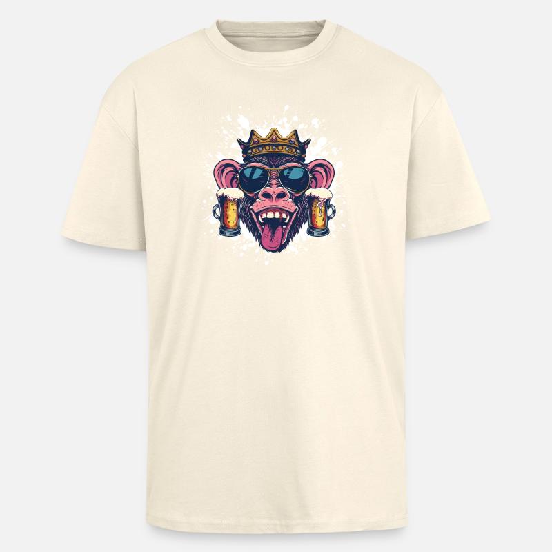 Monkey Beer Funny - Unisex Oversized Heavyweight T-shirt - creme