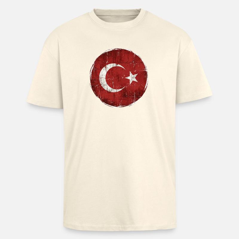 Conception du cercle du drapeau turc - T-shirt unisexe oversize épais - crème