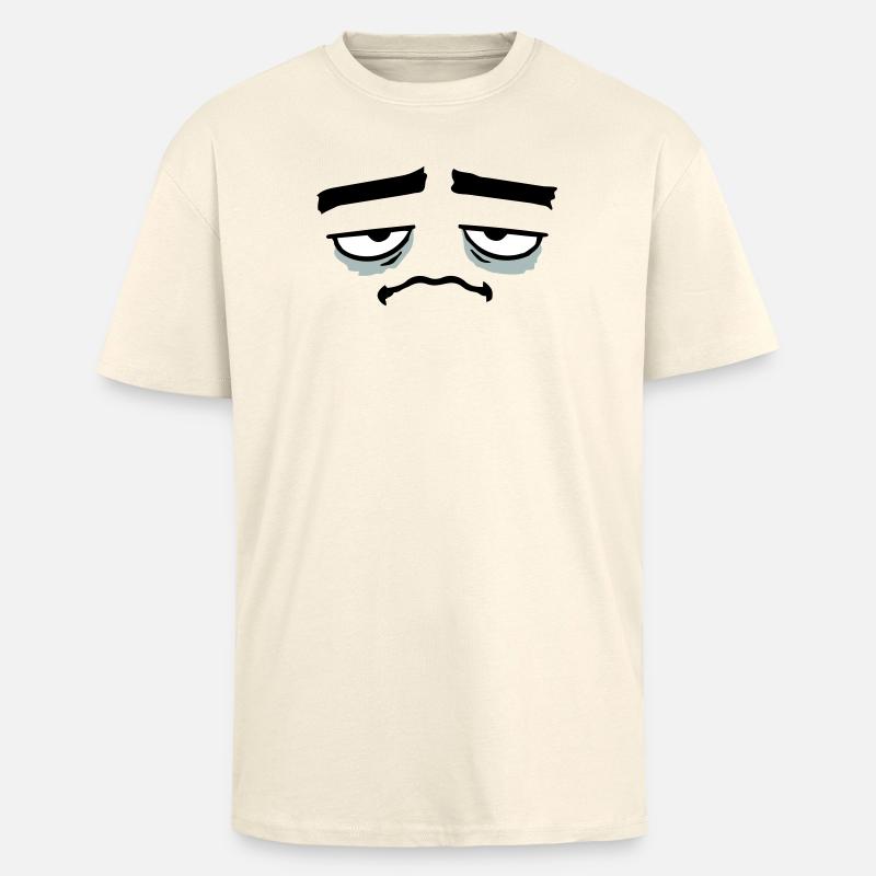 Grumpy sad disappointed face funny - Unisex Oversized Heavyweight T-shirt - creme