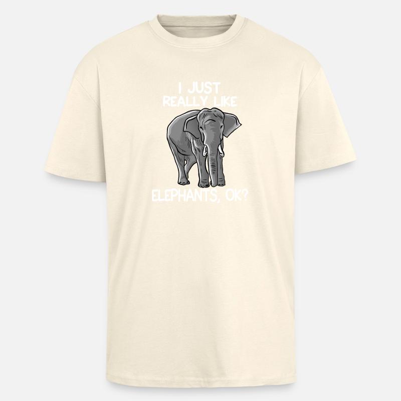 Elephant Graphic Tee - Unisex Oversized Heavyweight T-shirt - creme