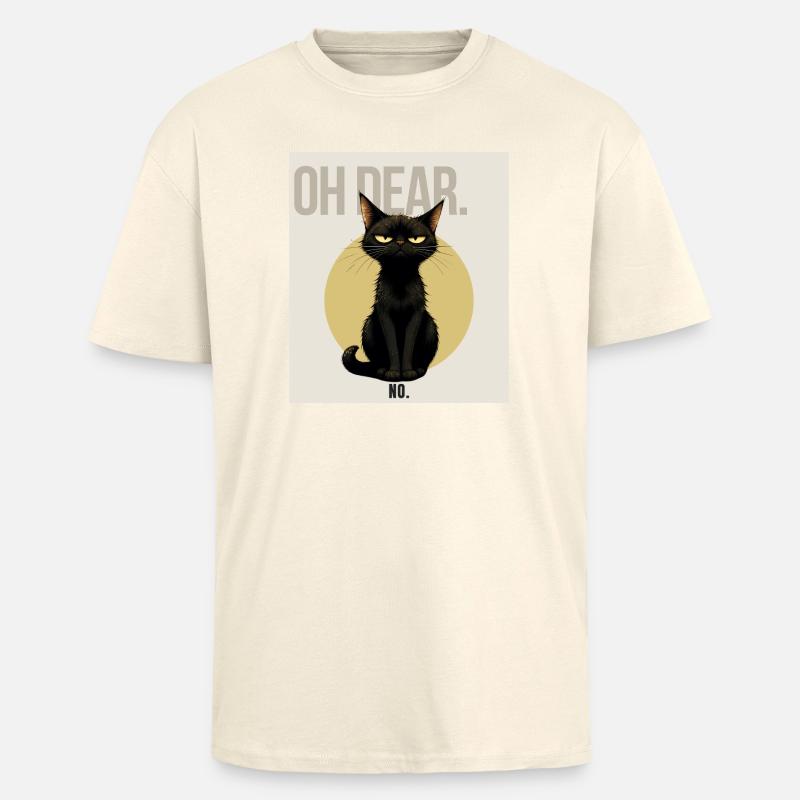 OH DEAR Sarcastic Black Cat Design - Oversized Heavyweight Unisex T-Shirt - Creme