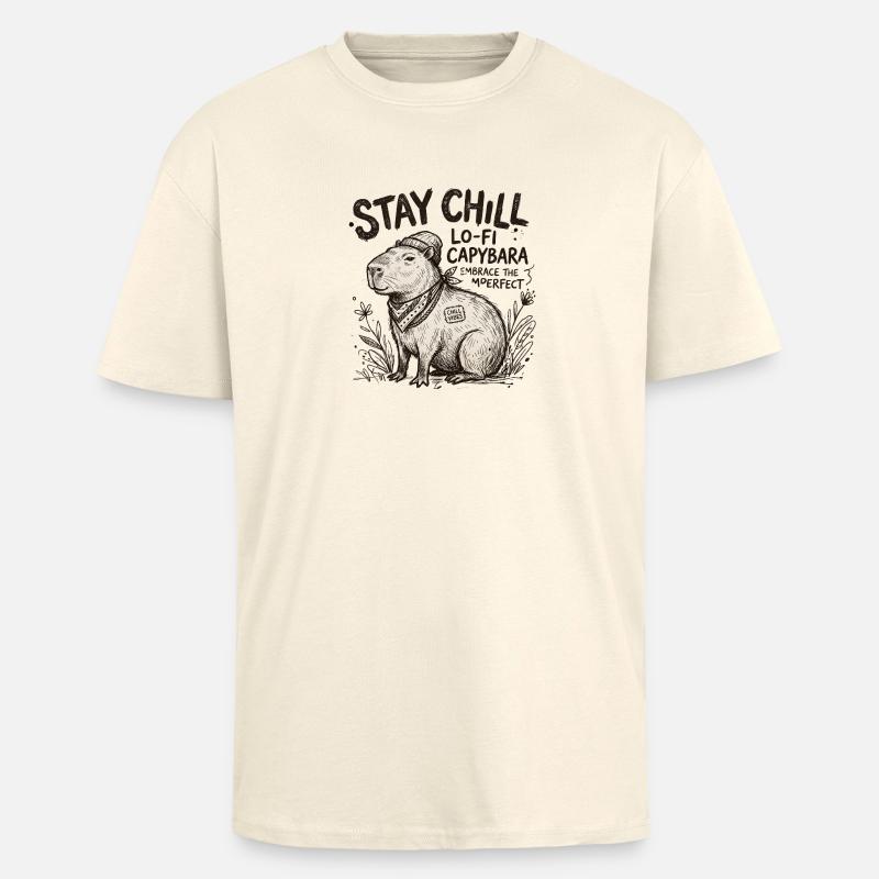 Œuvres LoFi de Capybara Chill - T-shirt unisexe oversize épais - crème