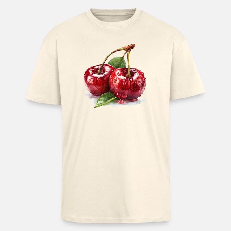 Kirsche - Oversized Heavyweight Unisex T-Shirt - Creme