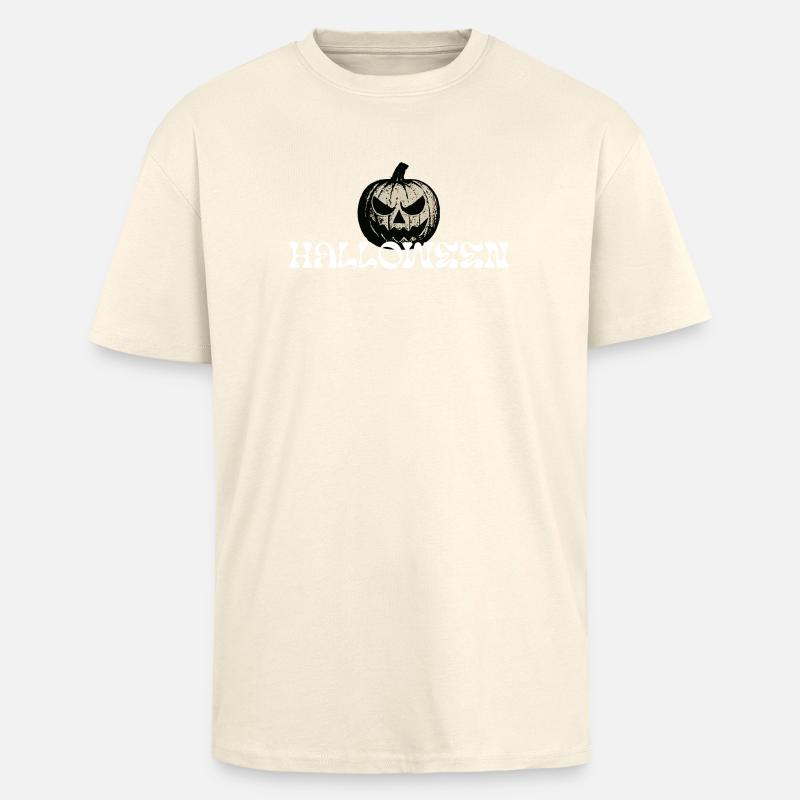 Haunted Pumpkin Halloween Textdesign - Oversized Heavyweight Unisex T-Shirt - Creme