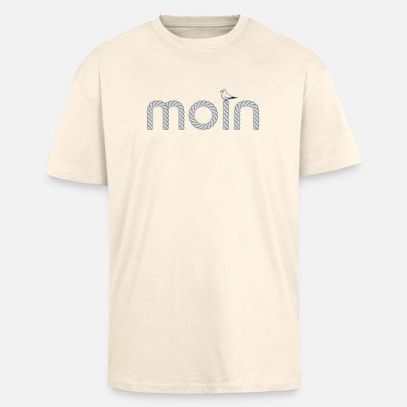 Moin Schriftzug mit kleiner Möwe - Oversized Heavyweight Unisex T-Shirt - Creme