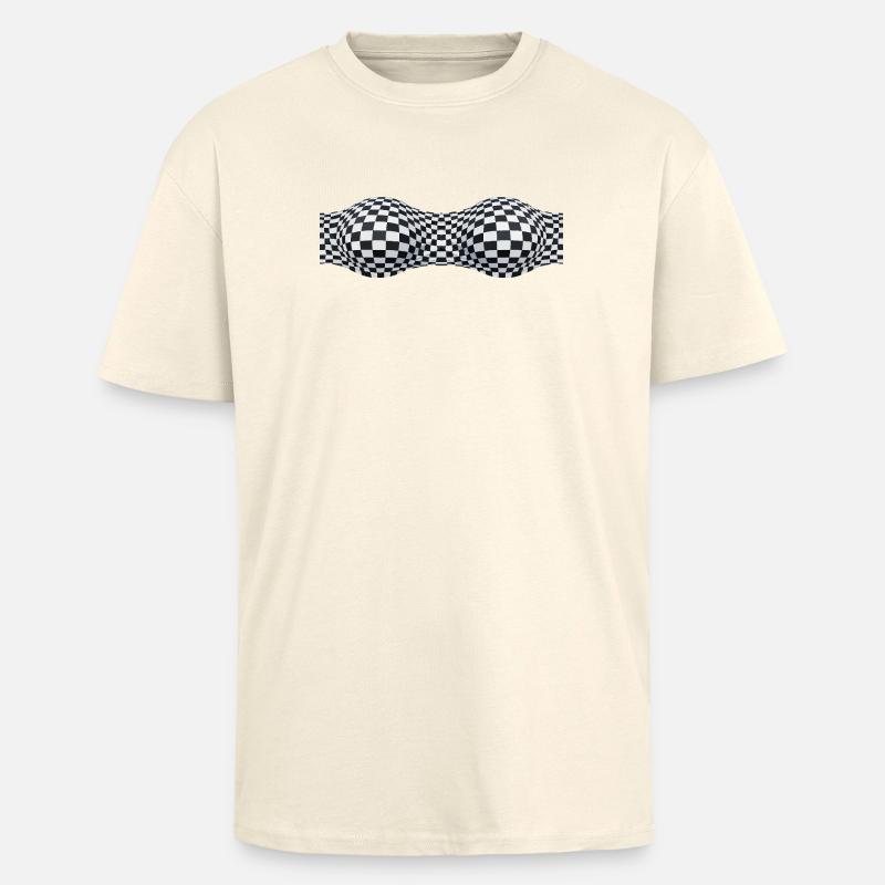 Folded Checkered Patterns - Unisex Oversized Heavyweight T-shirt - creme