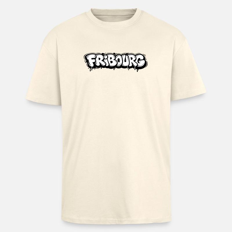 Fribourg Bubble Graffiti - Oversized Heavyweight Unisex T-Shirt - Creme