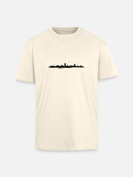 Skyline Leipzig - Oversized Heavyweight Unisex T-Shirt - Creme